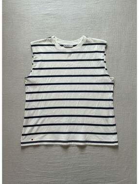 ZARA Sleeveless Navy and White Striped Tank Top - Medium